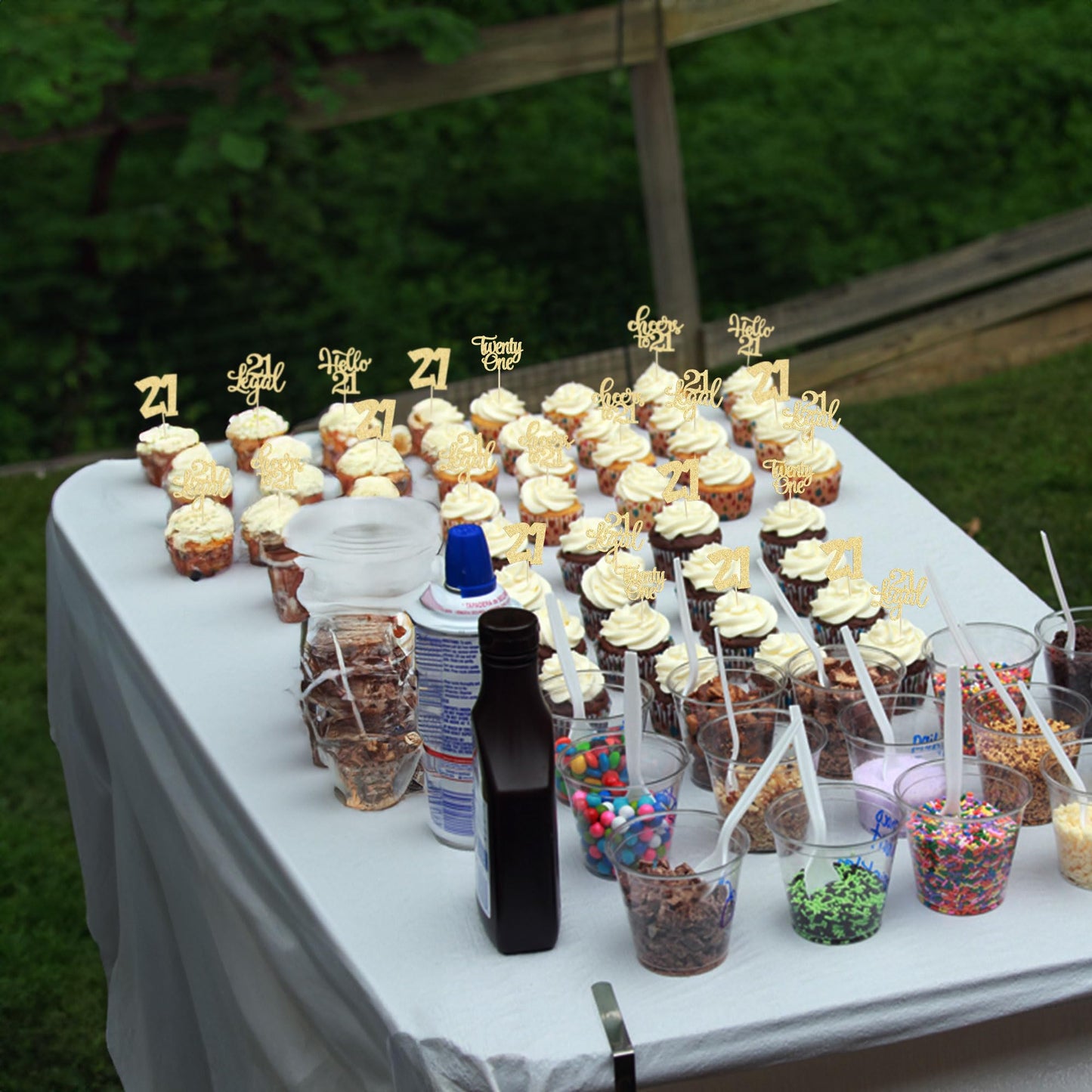 30Pcs 21St Birthday Cupcake Toppers Twenty One Legal 21St Cupcake Picks Cheers To 21 Years Old Cake Decorations For 21St Birthda