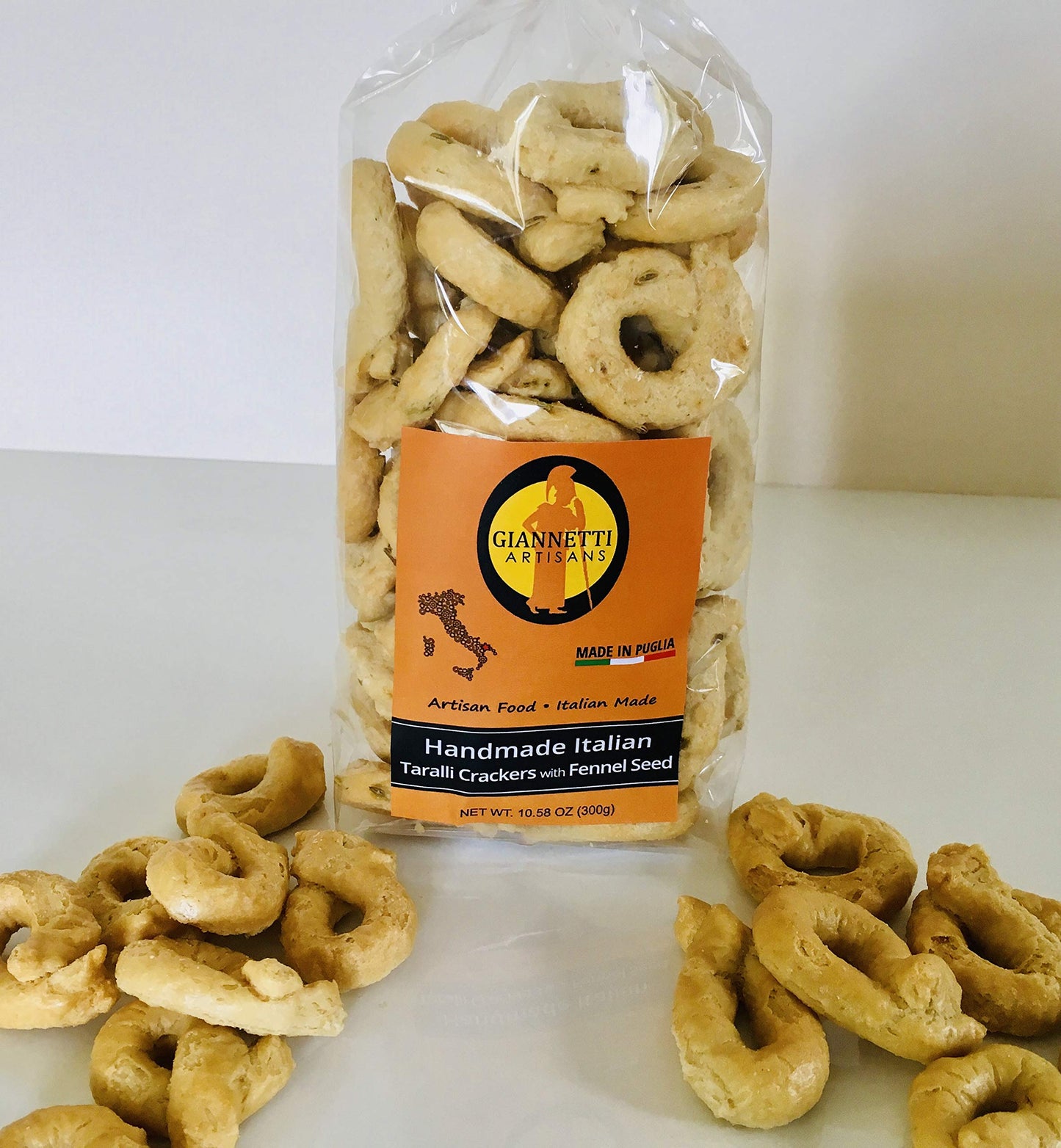 Giannetti Artisans Taralli  ers with Fennel Seeds - Pack of 2, 5.29 Ounce Each, Imported from Puglia