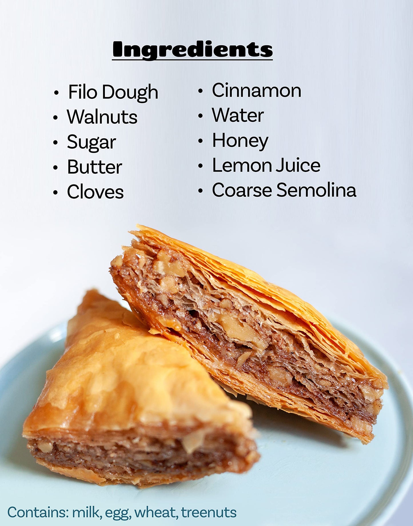 Bakluva 4-Piece Baklava Pastry Dessert Gift Box - (4) Large 2.3 Oz (66 Gram) Pieces - Perfect For Gifts, Parties, And More