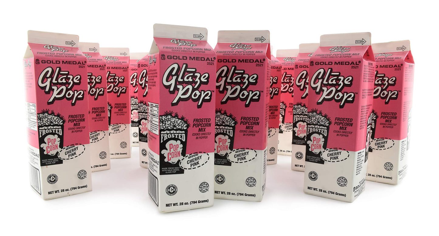 Gold Medal Cherry Pink Glaze Pop Frosted Popcorn Mix, 28 oz, 12 Count, 2.33 oz per pack