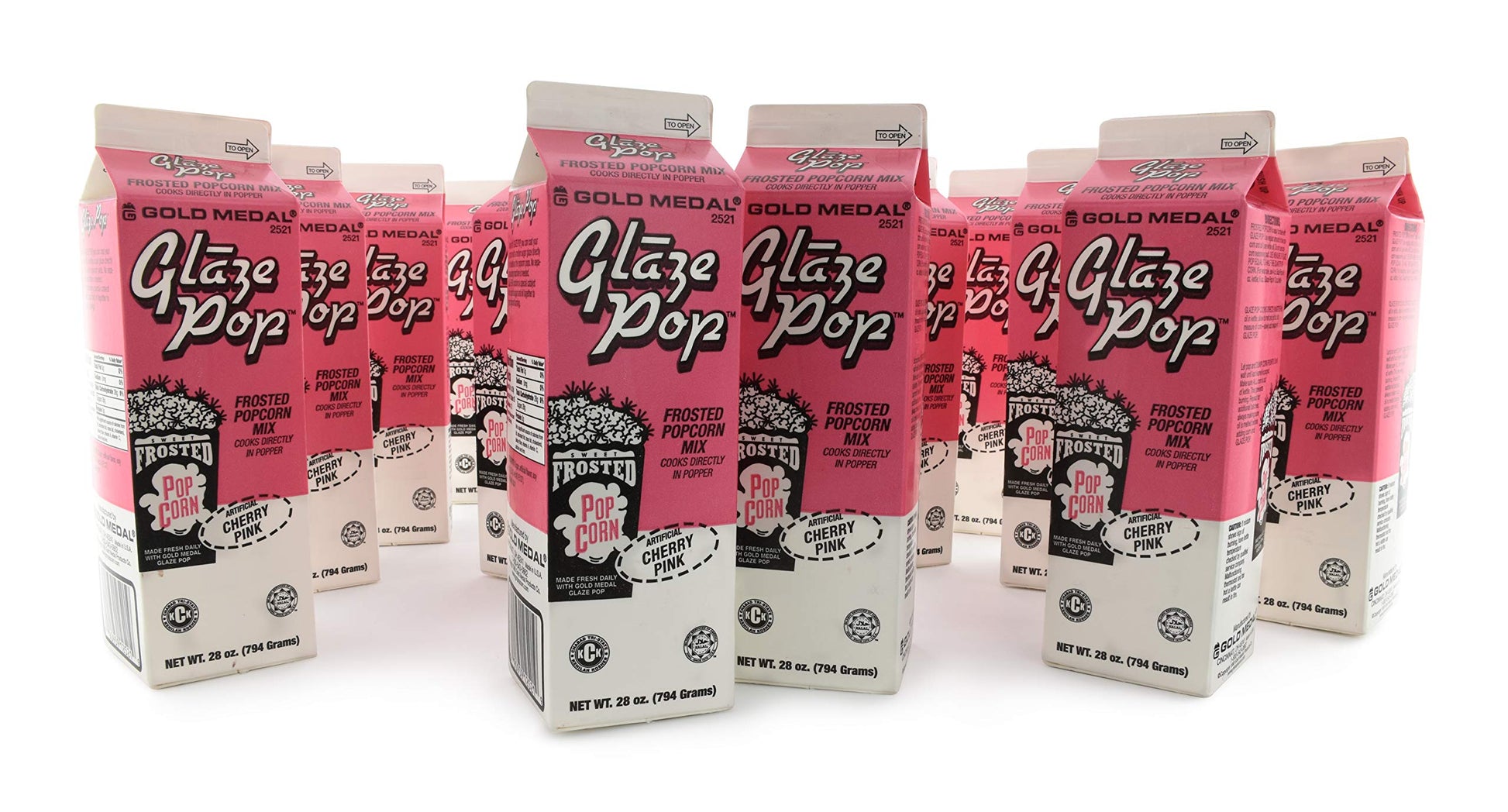 Gold Medal Cherry Pink Glaze Pop Frosted Popcorn Mix, 28 oz, 12 Count, 2.33 oz per pack