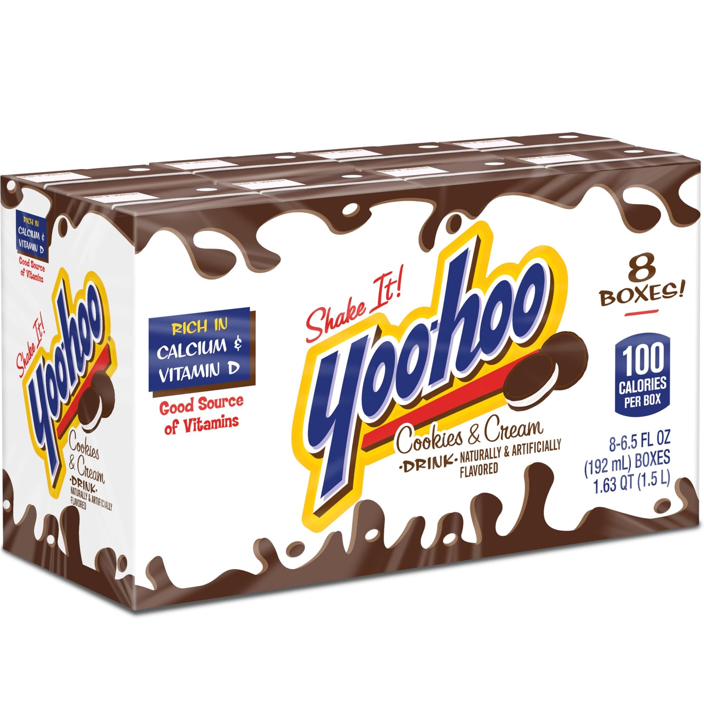 Yoo-hoo Cookies and Cream Flavored Drink  6.5 fl oz Boxes  32 Count (4 Packs of 8)  Ready to Drink  Caffeine-Free  99% Fat-Free  High in Calcium & Vitamin D