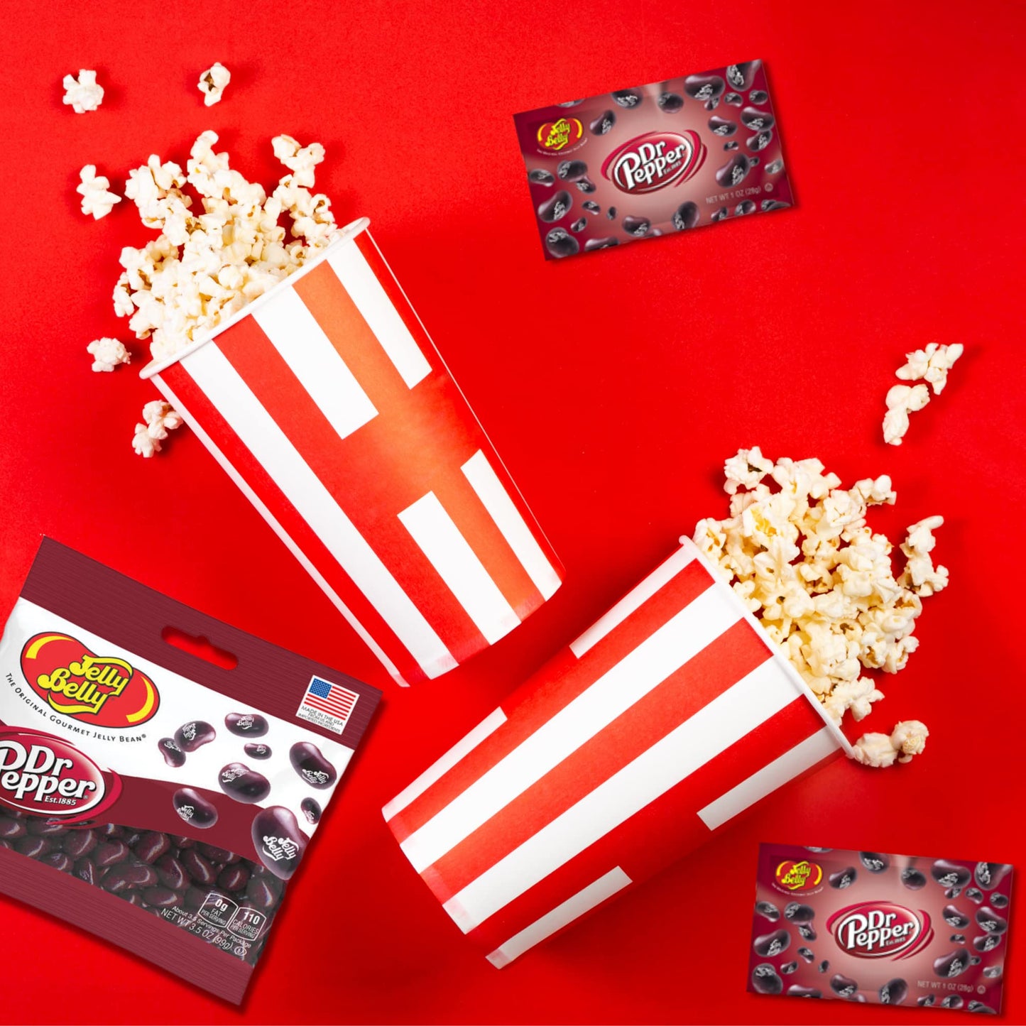 Dr Pepper Jelly Beans Basket Stuffer Kit, Soda Flavored Chewy Candies, Individually Packaged Single Serving Bags And Shareable B