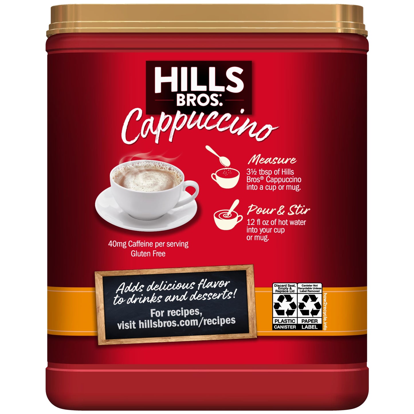 Hills Bros. Instant Cappuccino Mix, White Chocolate Caramel CappuccinoEasy to Use, Enjoy Coffeehouse Flavor from HomeFrothy, Dec