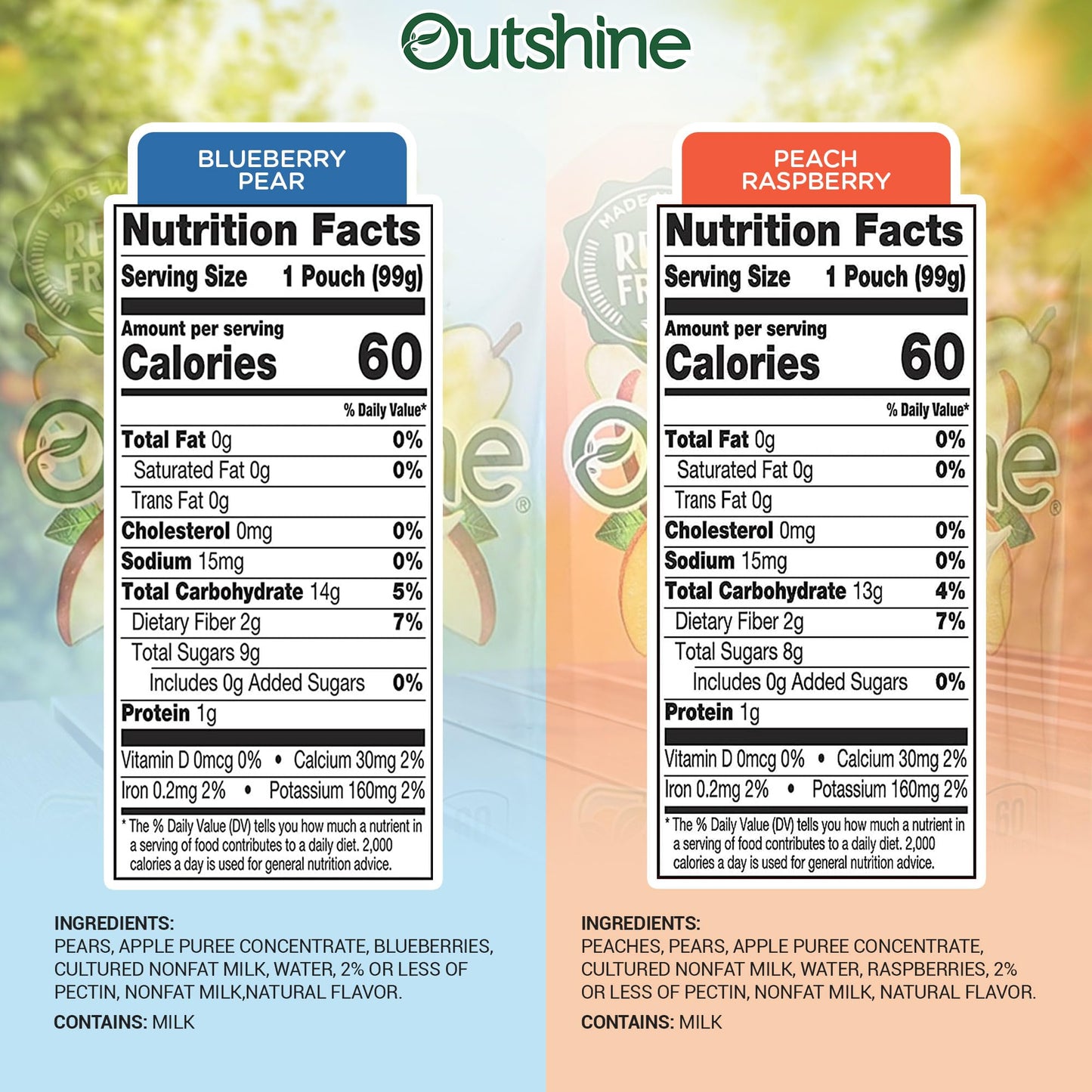 Outshine Fruit Smoothie Pouches Variety Pack - Ready-to-Drink Smoothies -Perfect for Kids and mature-themed On-the-Go -Fruit & Yogurt Pouches for Snacking - (24 Count)