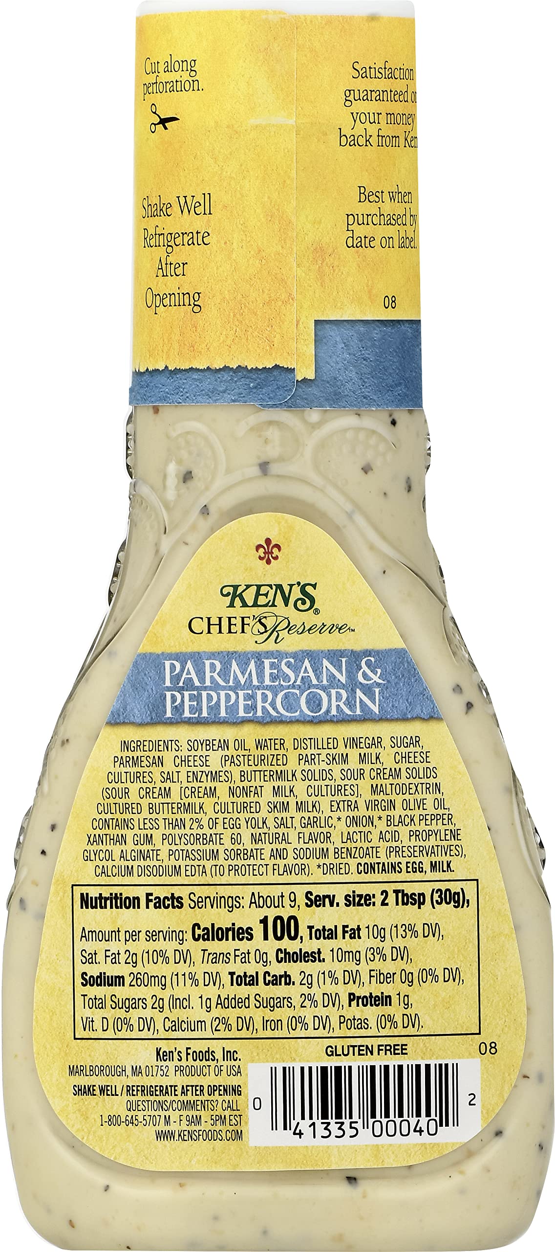 Ken's Steak House Chef's Reserve Parmesan Peppercorn Dressing, 9 OZ, (Pack of 3)