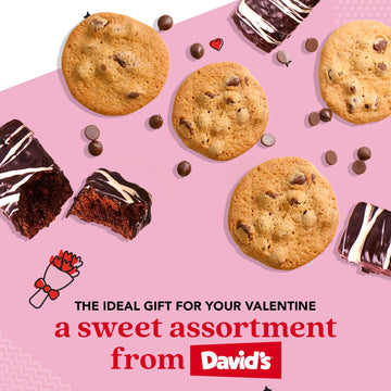 Davids Cookies Love Assorted Cookies Bucket 1.3Lbs - Delicious Thin Crispy Cookies & Chocolate Dipped Soft Brownies Treats - Lov
