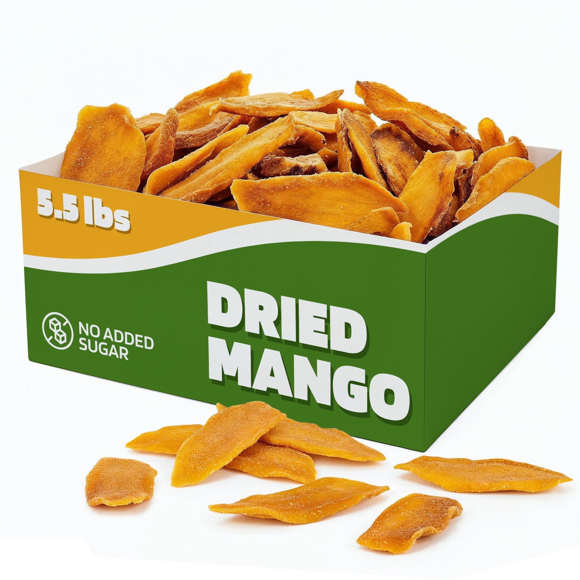 Fruitcraft Dried Mango No Sugar Added 5.5Lbs | Pure, Fresh Mango Chunks Flavor In Bulk | All-Natural Dried Mangoes For Snacking, Baking, And More | Enhanced Dry Fruit Mango Slices
