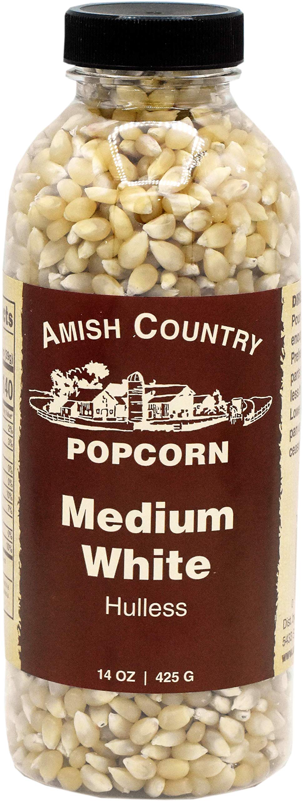 Amish Country Popcorn | 14 Oz Bottle | Medium White Popcorn Kernels | Old Fashioned, Non-Gmo And Gluten Free (14 Oz Bottle)