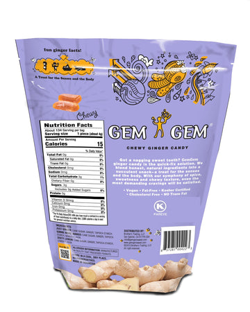 Gem Gem Ginger Candy Chewy Ginger Chews (Assorted Flavors, 19Oz)
