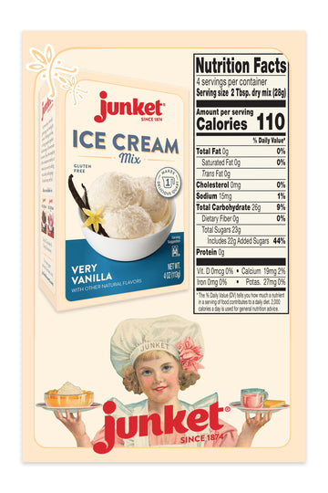 Junket Very Vanilla Ice Cream Mix, 4 Ounce Pack, Easy to Use Dessert Mix