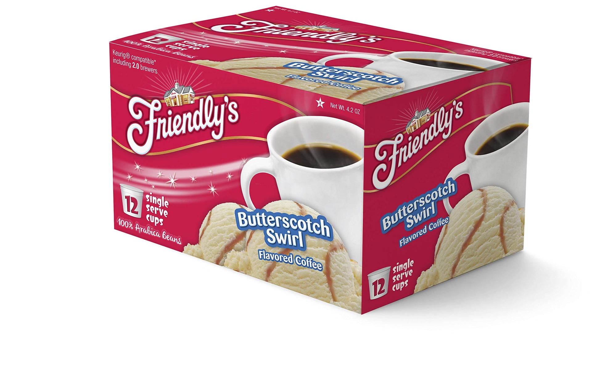 Friendlys Flavored Ice Cream Coffee Pods, Butterscotch Swirl, 12 Count, Compatible with Keurig K Cup Brewers