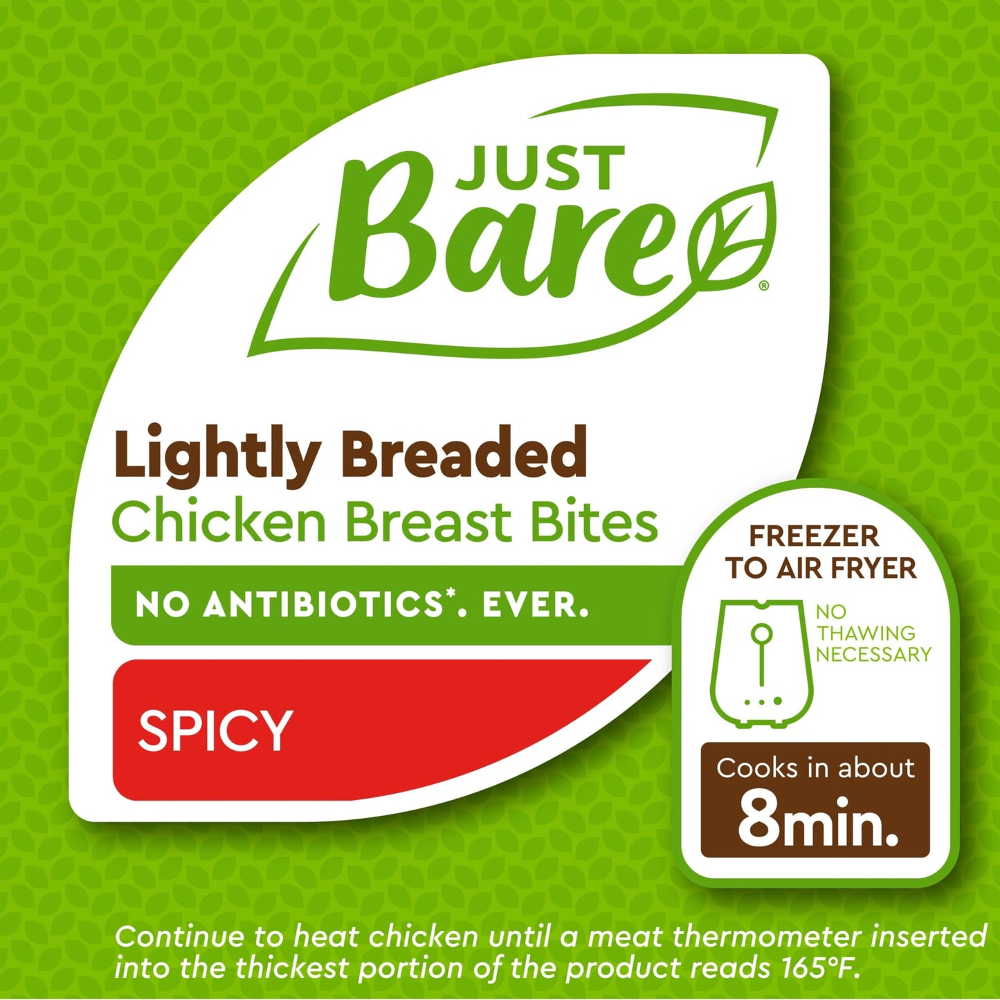 Just Bare Chicken Lightly Breaded Spicy Breast Bites | Fully Cooked |16 G Protein | Frozen | 1.50 LB