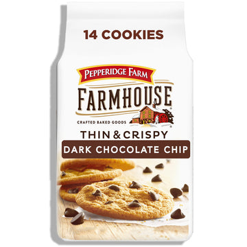 Pepperidge Farm Farmhouse Thin And Crispy Dark Chocolate Chip Cookies, 6.9 Oz Bag (14 Cookies)