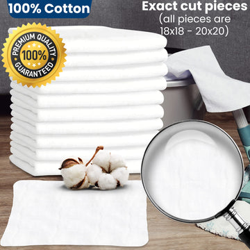 Nabob Wipers New Premium White T-Shirt Knit Rags, Exact Cut Pieces - 100% Cotton, Cloth Rags, Excellent For General Cleaning, Sp