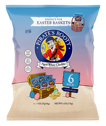 Pirate'S Booty Aged White Cheddar Cheese Puffs, 6Pk Of 1Oz Individual Easter Snack Size Bags, Gluten Free, Healthy Kids Snacks,