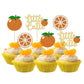 24Pcs Little Cutie Cupcake Toppers Glitter Orange Cupcake Picks Citrus Theme Baby Shower Decorations For Cutie Kids Birthday Par