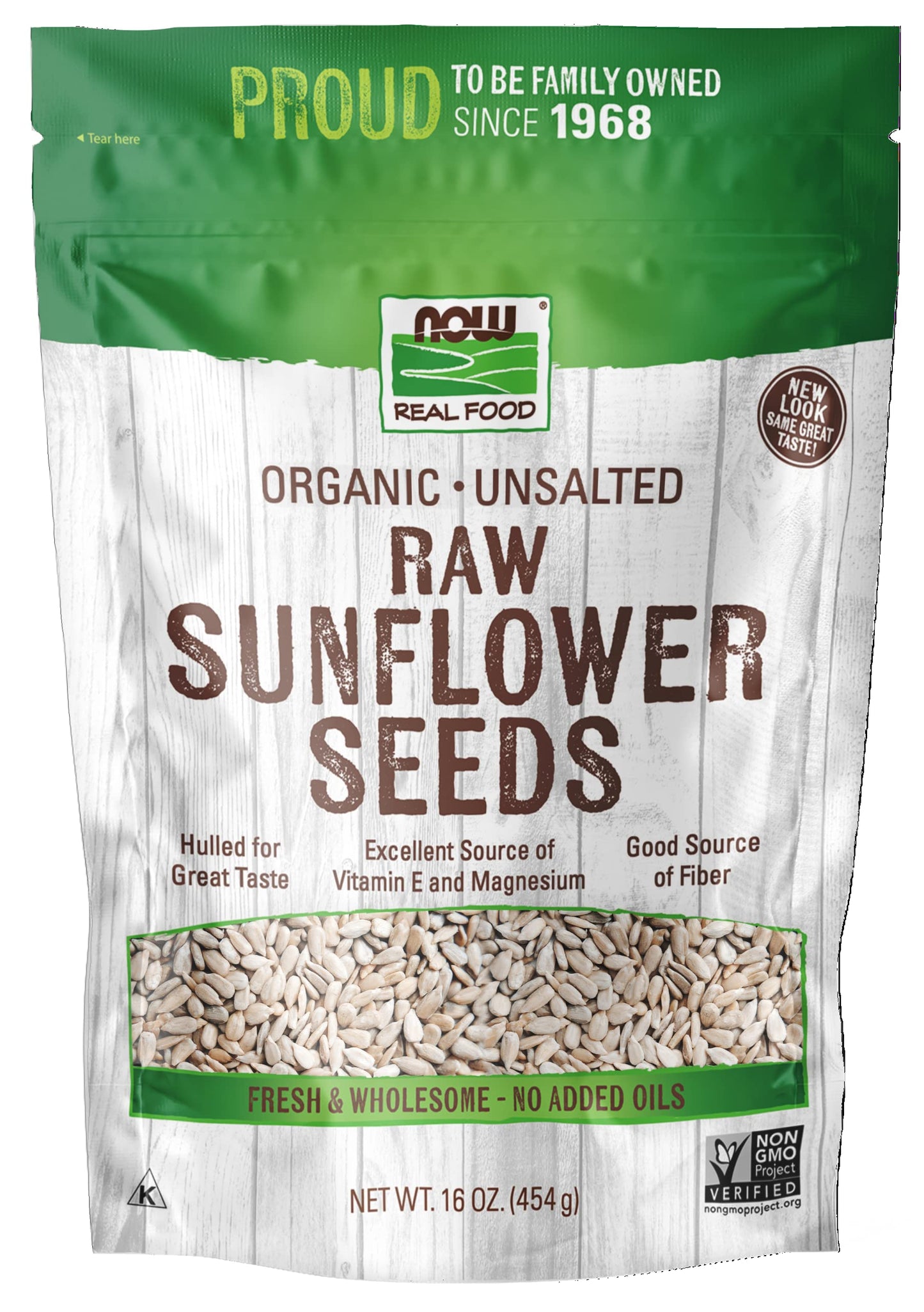 NOW Foods, Certified Organic Sunflower Seeds, Raw and Unsalted, Source of Fiber and Vitamin E, Hulled for Great Taste, Certified