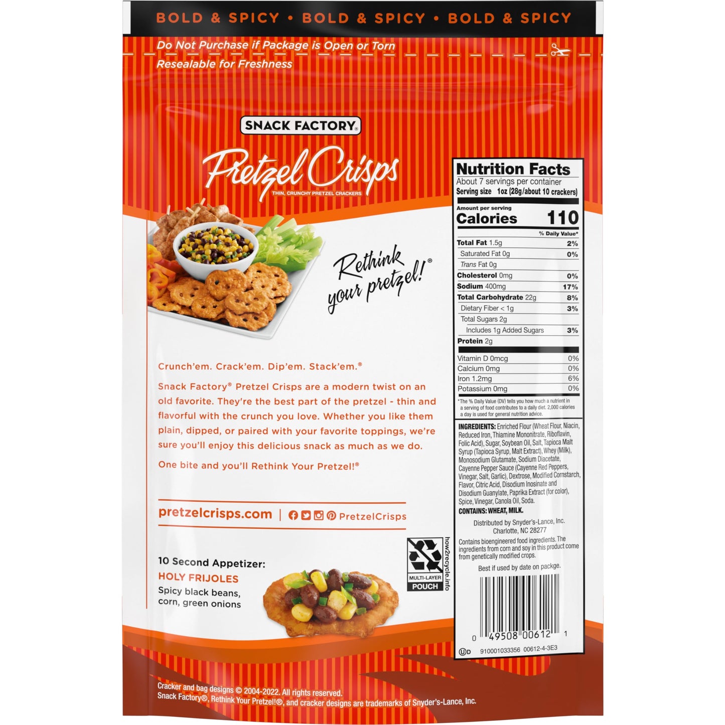 Snack Factory Pretzel Crisp Bfflo Wng, 7.2 Ounce (Pack Of 4)