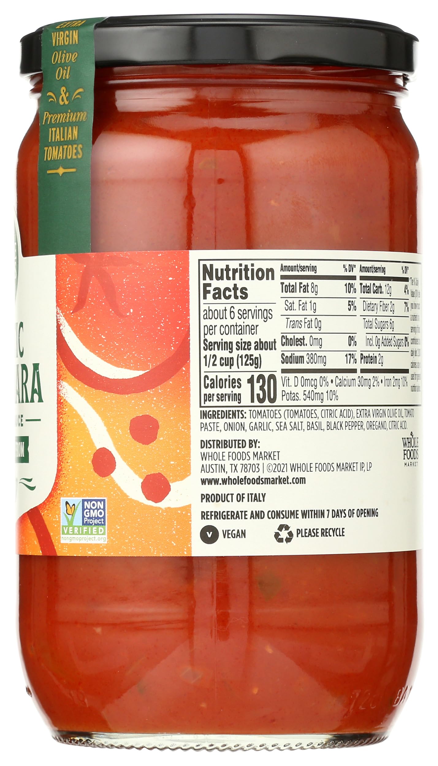 Whole Foods Market Marinara Pasta Sauce, 24.3 Oz