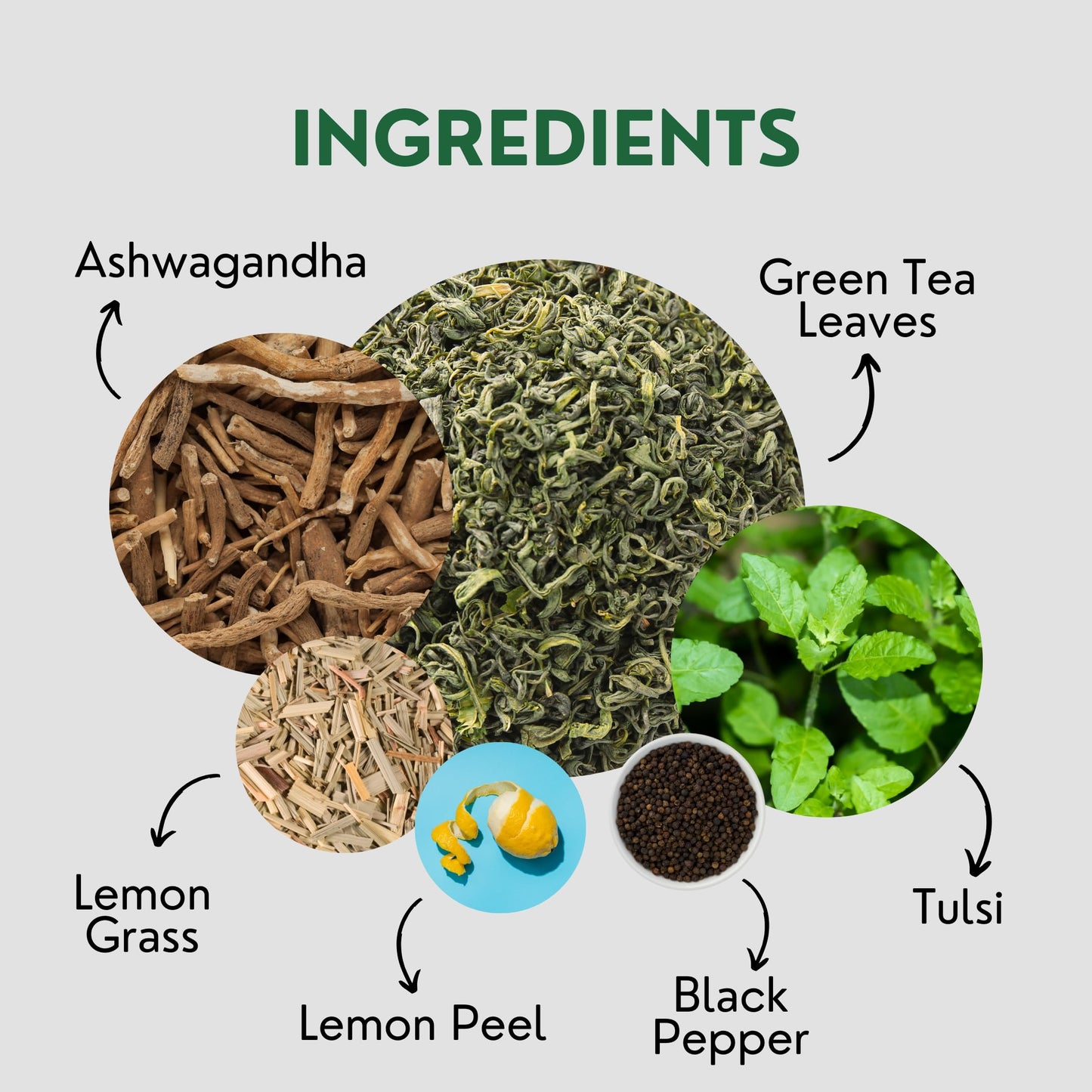 Tea Leaf & Co. Tulsi Holy Basil Green Tea with Lemon Peel, Lemongrass & Black Pepper - 50 Servings, Gluten Free, Loose Leaf