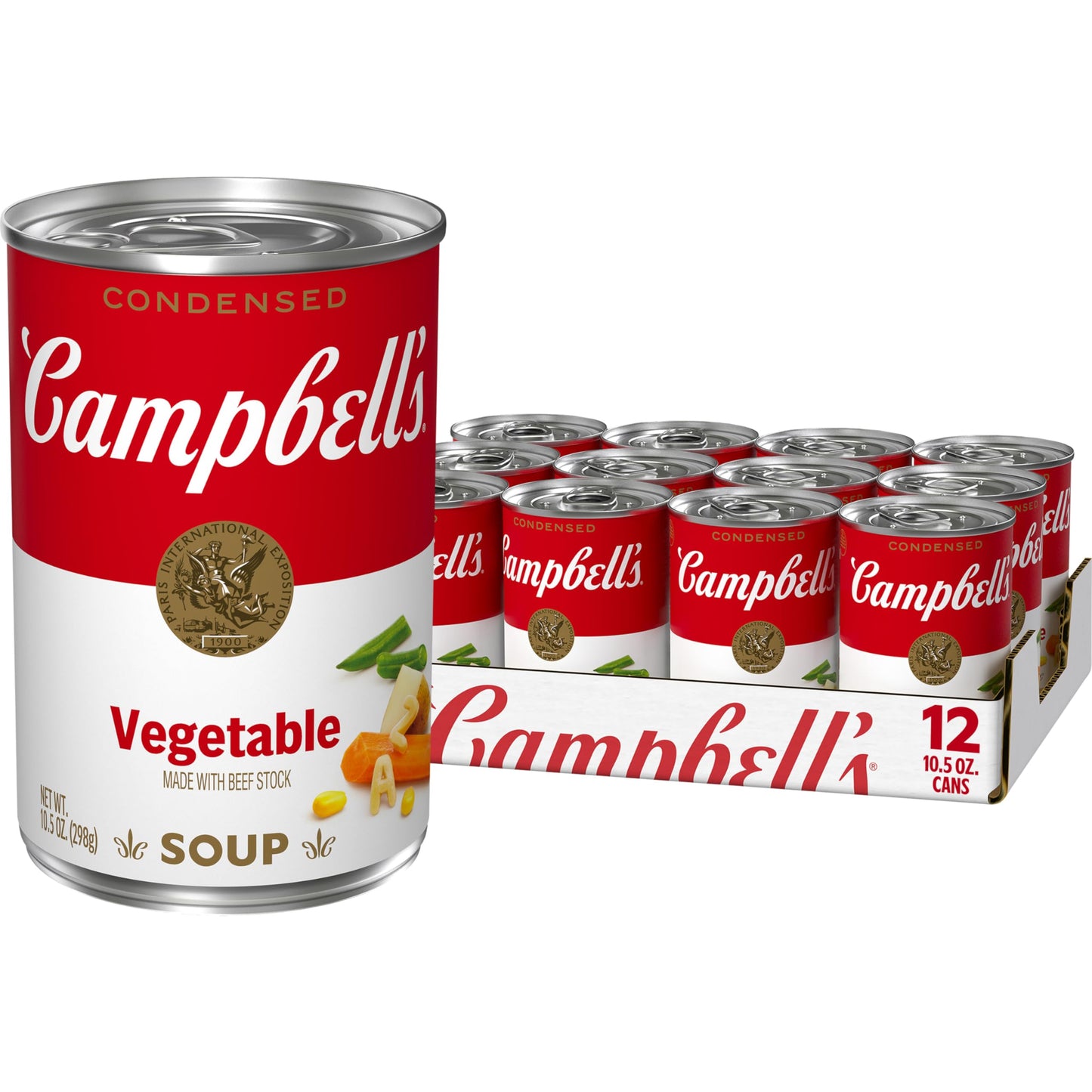 Campbells Condensed Vegetable Soup With Beef Stock, 10.5 oz Can (12 Pack)