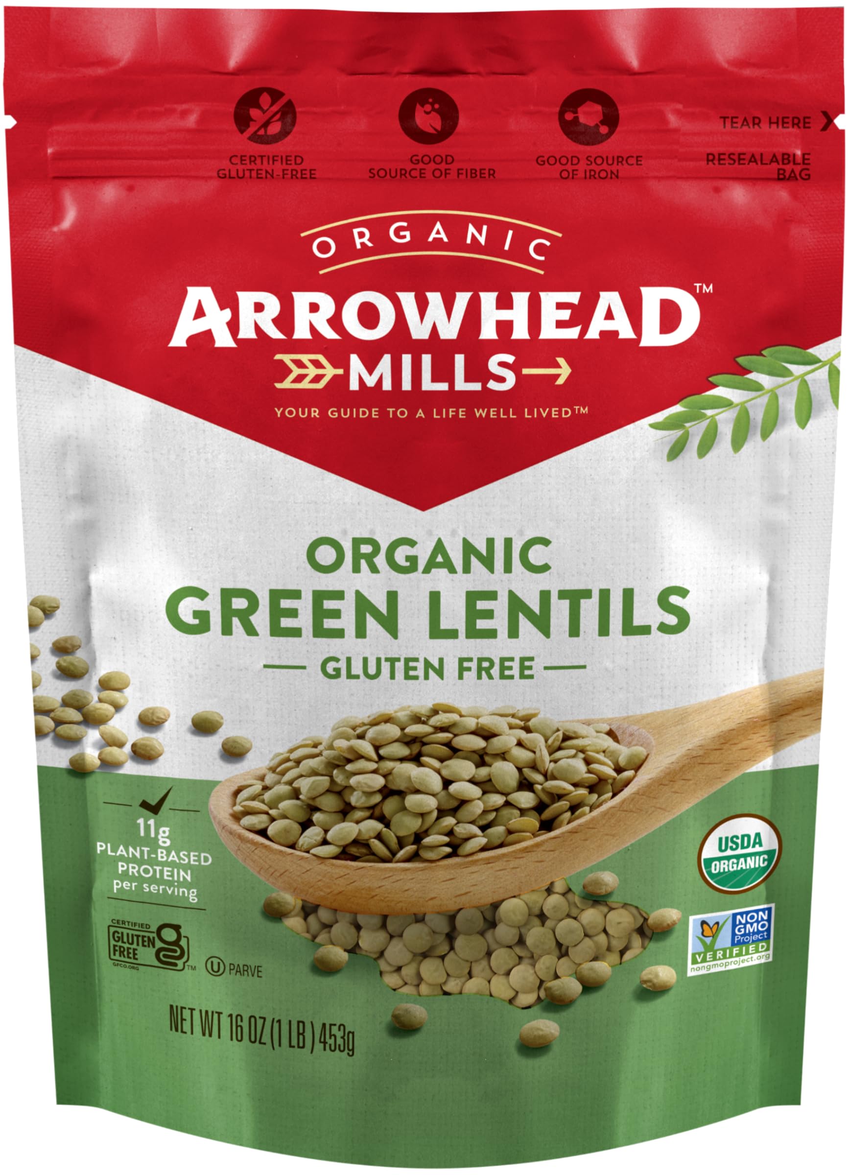 Arrowhead Mills Organic Lentils, Green, 16 Ounce