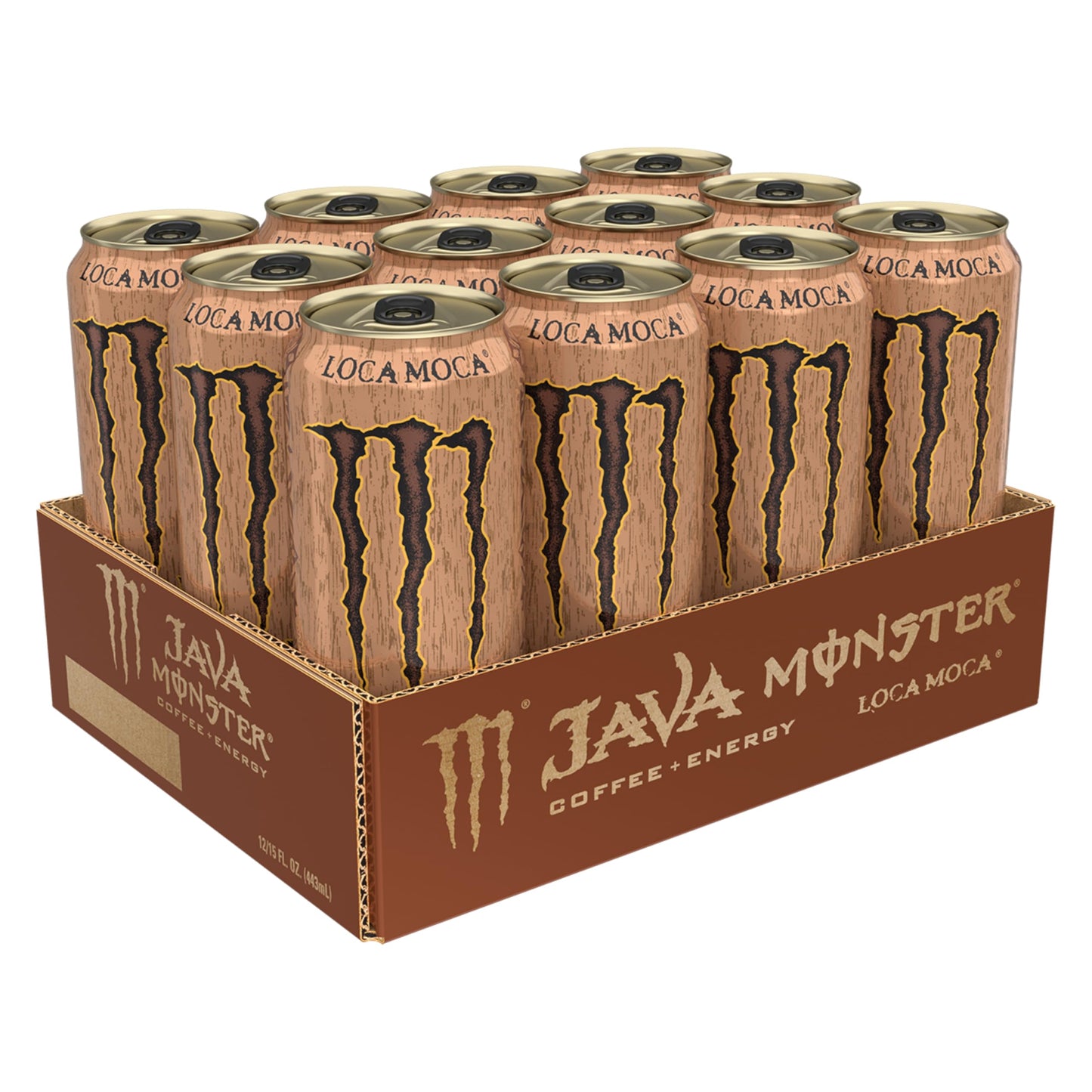 Monster Energy Java Monster Loca Moca Coffee + Energy Drink, 15 oz, 12 Pack, Caramel, Model 070847831068
