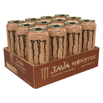 Monster Energy Java Monster Loca Moca Coffee + Energy Drink, 15 oz, 12 Pack, Caramel, Model 070847831068