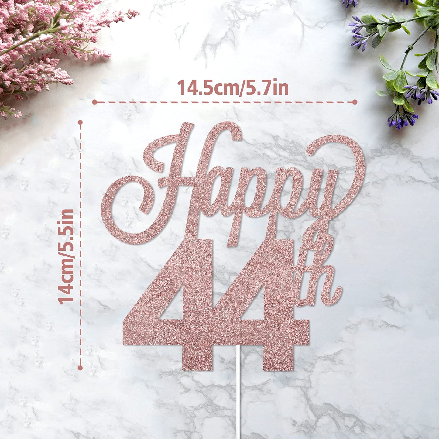 Lingteer Happy 44Th Birthday Cake Topper - Cheers To 44Th Birthday 44 Years Old Birthday Party Cake Decorations Sign.