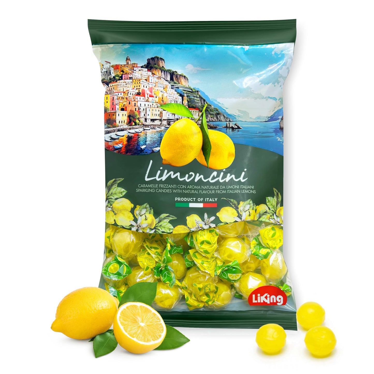 Sanniti Limoncini Frizzanti Candy | Sparkling Candies with Natural Flavor Made with Italian Lemons | 6.17 Ounce Bag