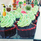 50 Pcs Tropical Cake Sticks, Disposable Tiki Flamingo Pineapple Palm Leaf Cake Toppers, Luau Cake Decorations For Summer Hawaiia