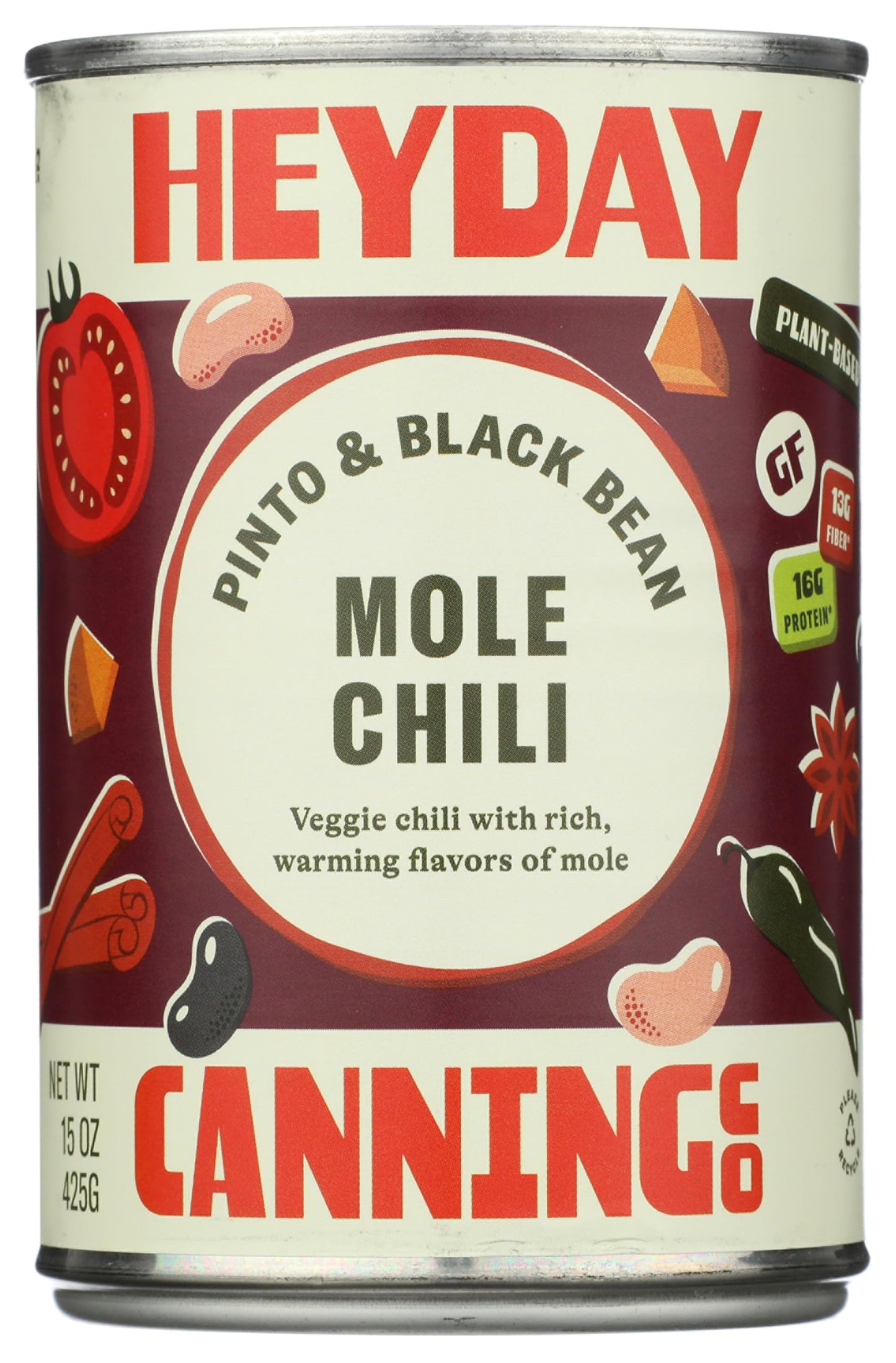 Heyday Canning Co Pinto & Black Bean Mole Chili, 15 Oz