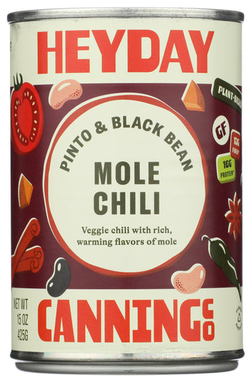 Heyday Canning Co Pinto & Black Bean Mole Chili, 15 Oz