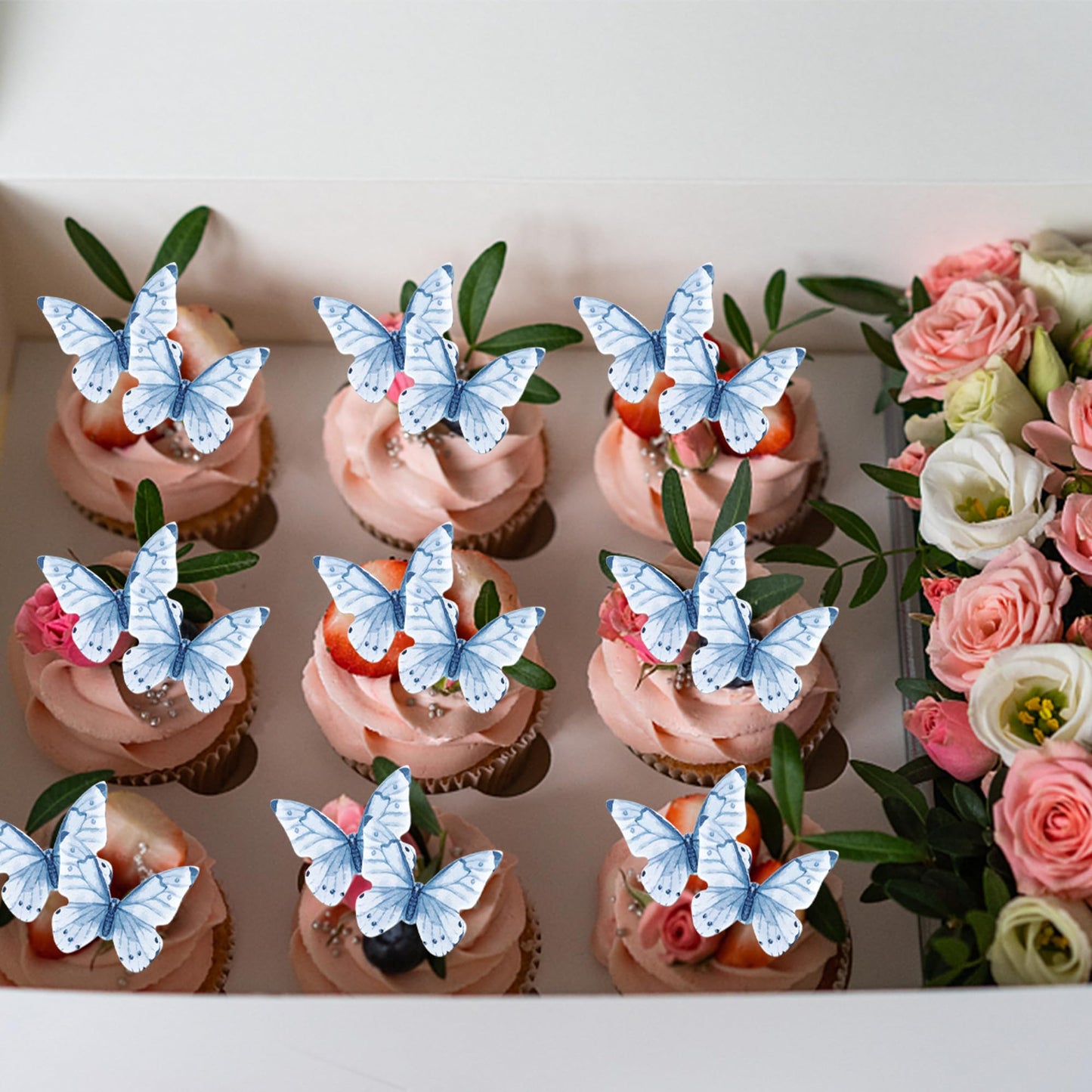 48 Pcs Edible Butterfly Cupcake Toppers Wafer Paper For Cake Decorating - Butterfly Theme Baby Shower, Wedding, Birthday Party D