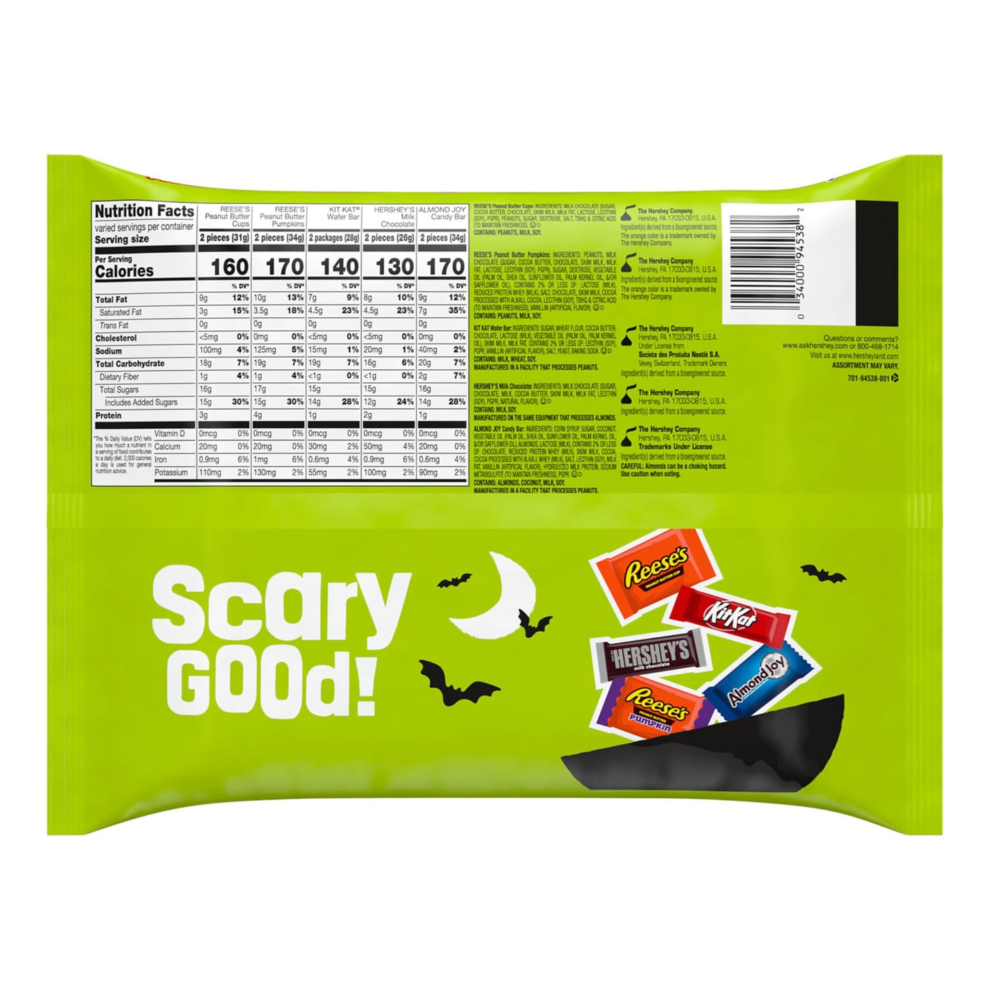 Hershey Assorted Chocolate Flavored Snack Size  Halloween Candy Bag  21.8 oz (40 Pieces)