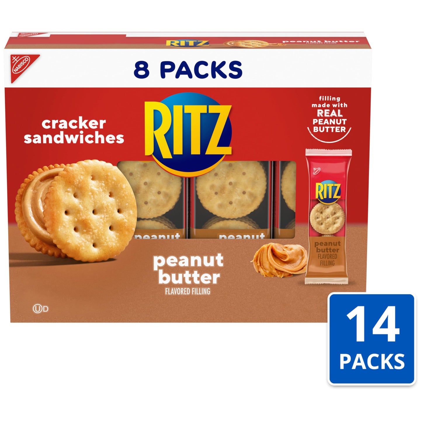 Ritz Peanut Butter Sandwich Crackers, 112 Snack Packs (14 Boxes, 6 Crackers Per Pack)