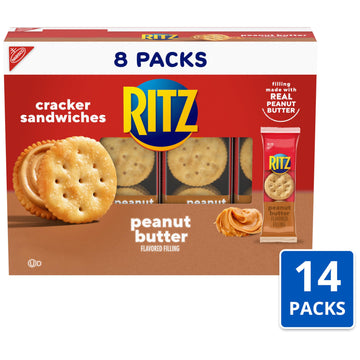 Ritz Peanut Butter Sandwich Crackers, 112 Snack Packs (14 Boxes, 6 Crackers Per Pack)
