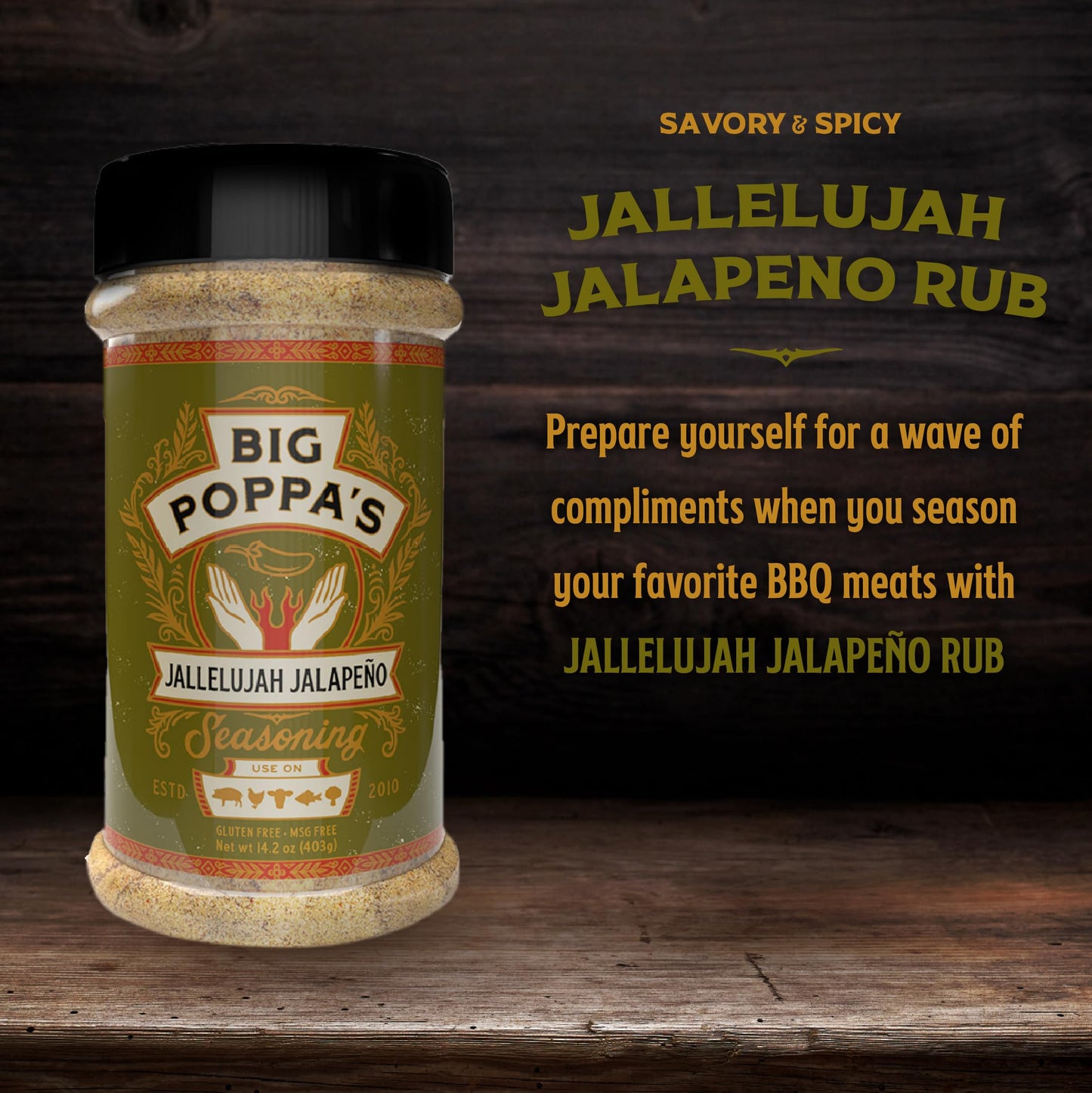 Big Poppas Jallelujah Spicy Jalapeno Seasoning - Versatile, Gluten-Free Jalapeno Rub For Steak, Chicken And More! (7.5 Oz)