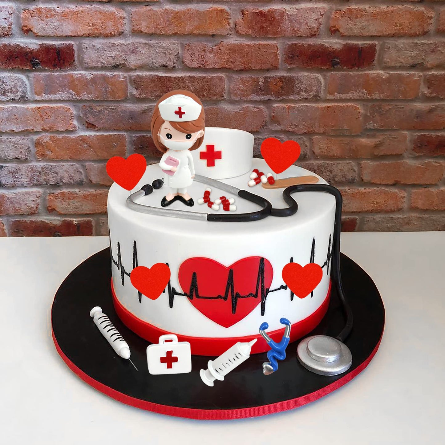 BANBALLON 19PCS Nurse Cake Toppers Medical Cupcake Decorations Resin Red - Model SHXXYI015