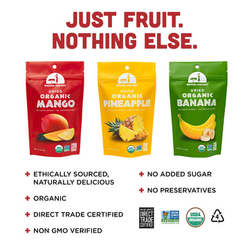 Mavuno Harvest Organic Dried Fruit Variety Pack | Dried Mango, Pineapple, and Banana | Healthy, Vegan, No Sugar Added, Non GMO S