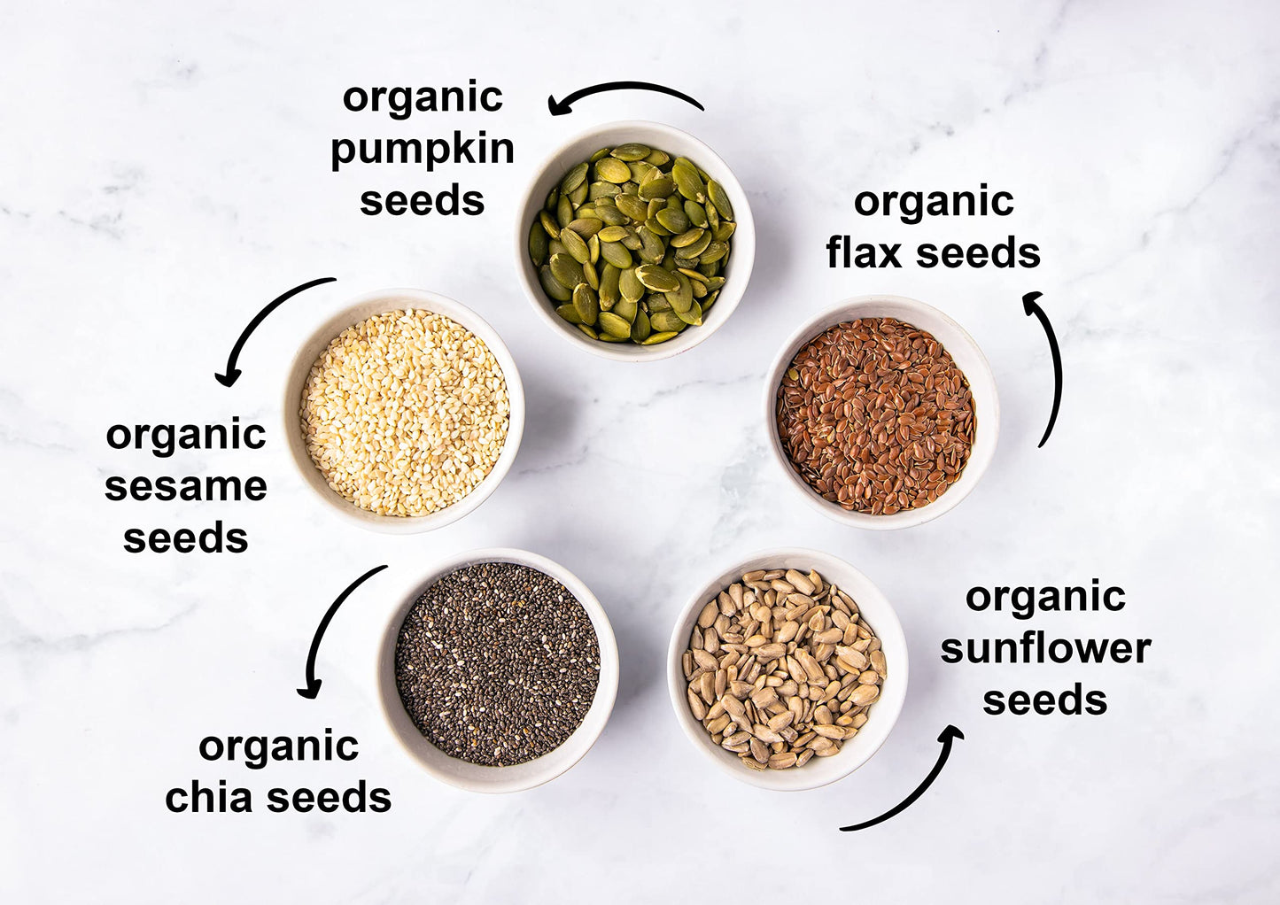 Food to Live Organic Super 5 Seeds Mix, 1.5 Pounds - A Non-GMO Blend of Flax Seeds, Sesame Seeds, Sunflower Kernels, Pumpkin Ker