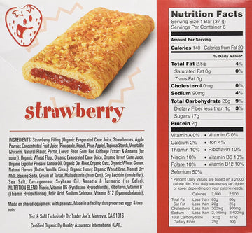 Trader Joe'S Strawberry Low Fat Cereal Bars, 6 Count Box (1.3 Oz/Bar), (Pack Of 6)