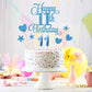 Lecferrarc 11th Birthday Cake Decorations Set, Blue Numeral Candles and Glitter Toppers for Birthday Party Supplies