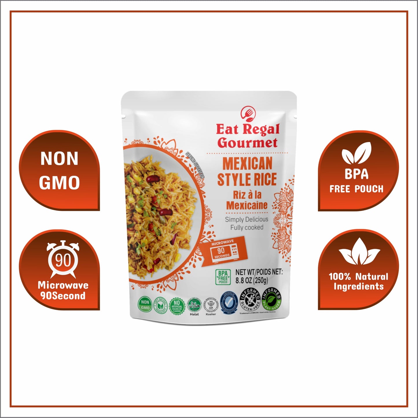 Eat Regal Authentic Mexican Style Rice, Microwavable Pack Of 7, 8.8Oz, Ready In 90 Seconds