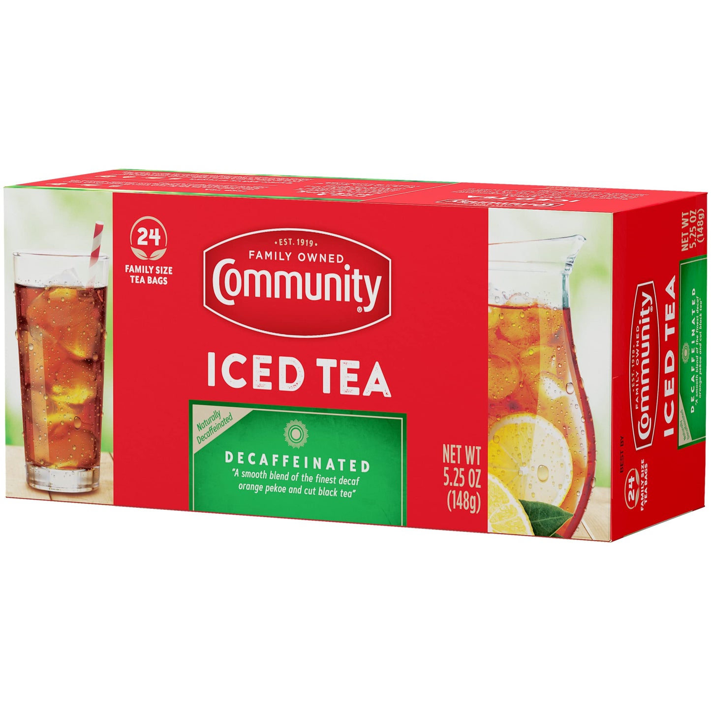Community Coffee Decaf Tea, Family Size, 24 Count, Pack of 12