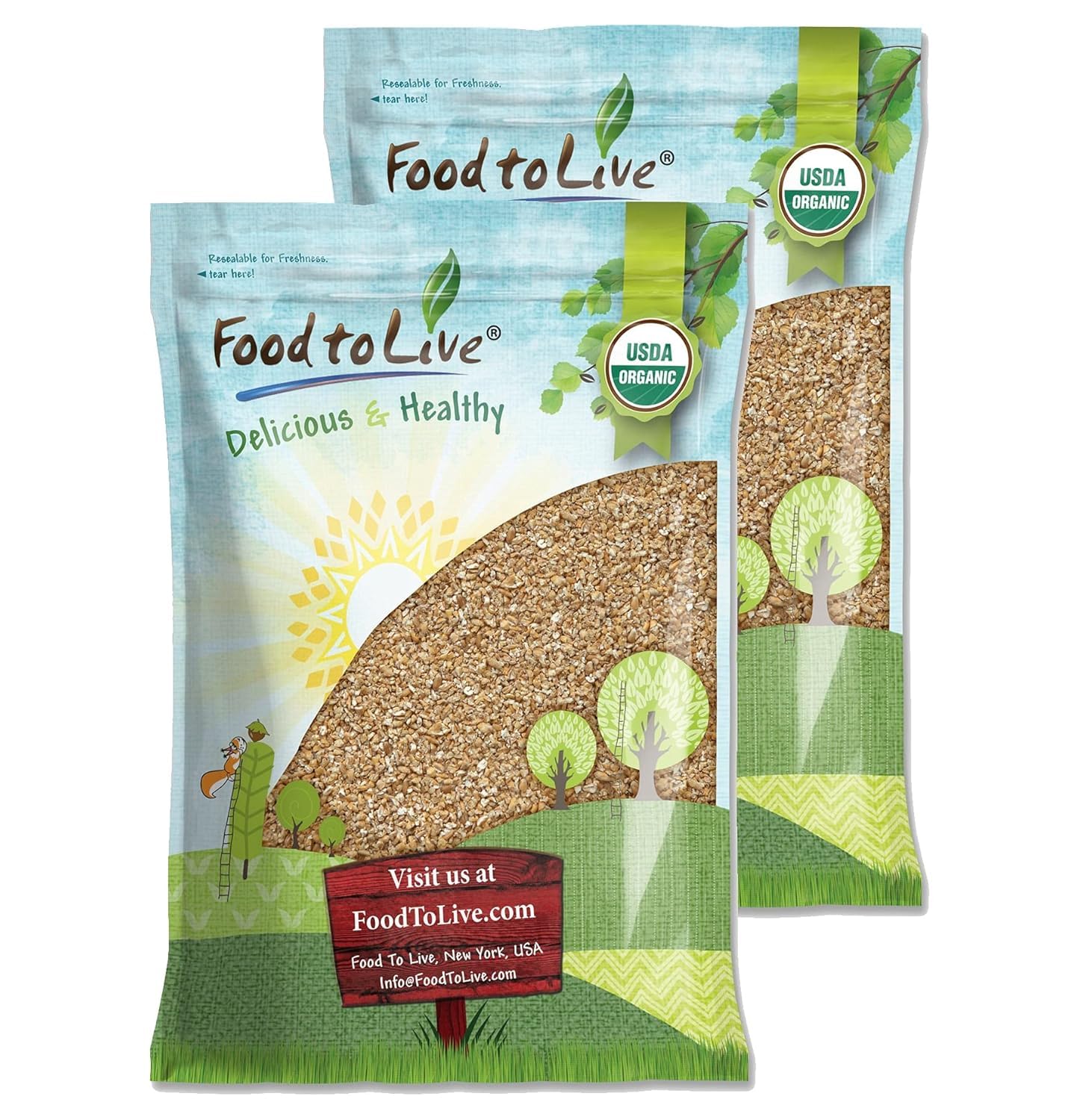 Food to Live Organic Cracked Wheat Berries, Non-GMO, Raw, Vegan, 25 Pounds