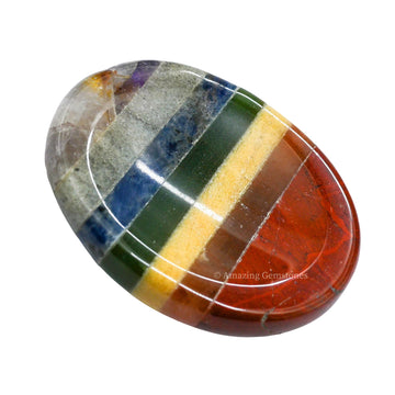 7 Chakra Crystal Worry Stones For Anxiety - Thumb Worry Stone For Stress Meditation, Anxiety Relief Items Healing Stones And Cry