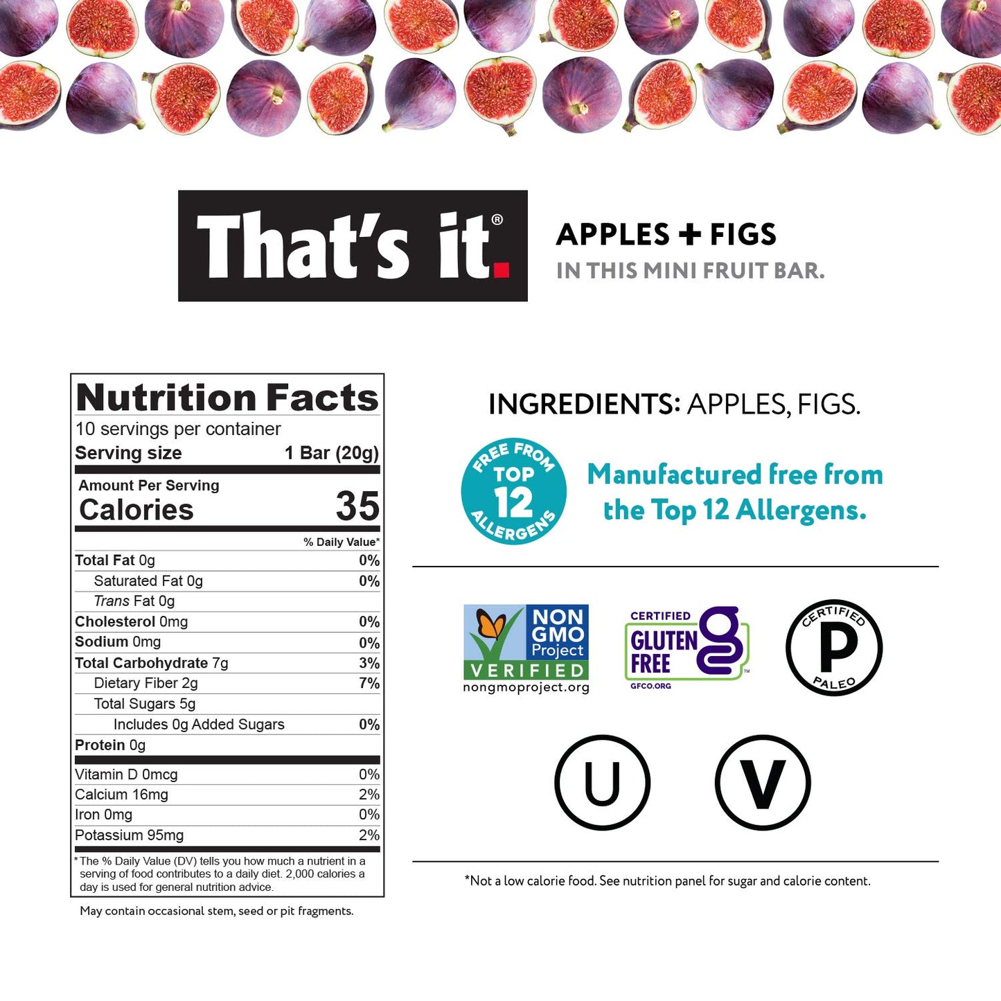 Thats It. Mini Fruit Bars Variety (20 Pack) No Sugar Added, Plant-Based, Vegan & Gluten Free, Breakfast Bar, Paleo, For Children & Mature-Themeds, Non Gmo, Fiber