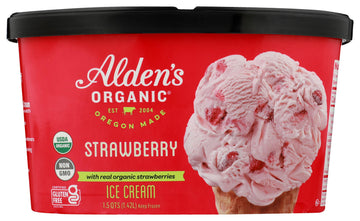 Aldens, Organic Strawberry Ice Cream, 48 oz (Frozen)